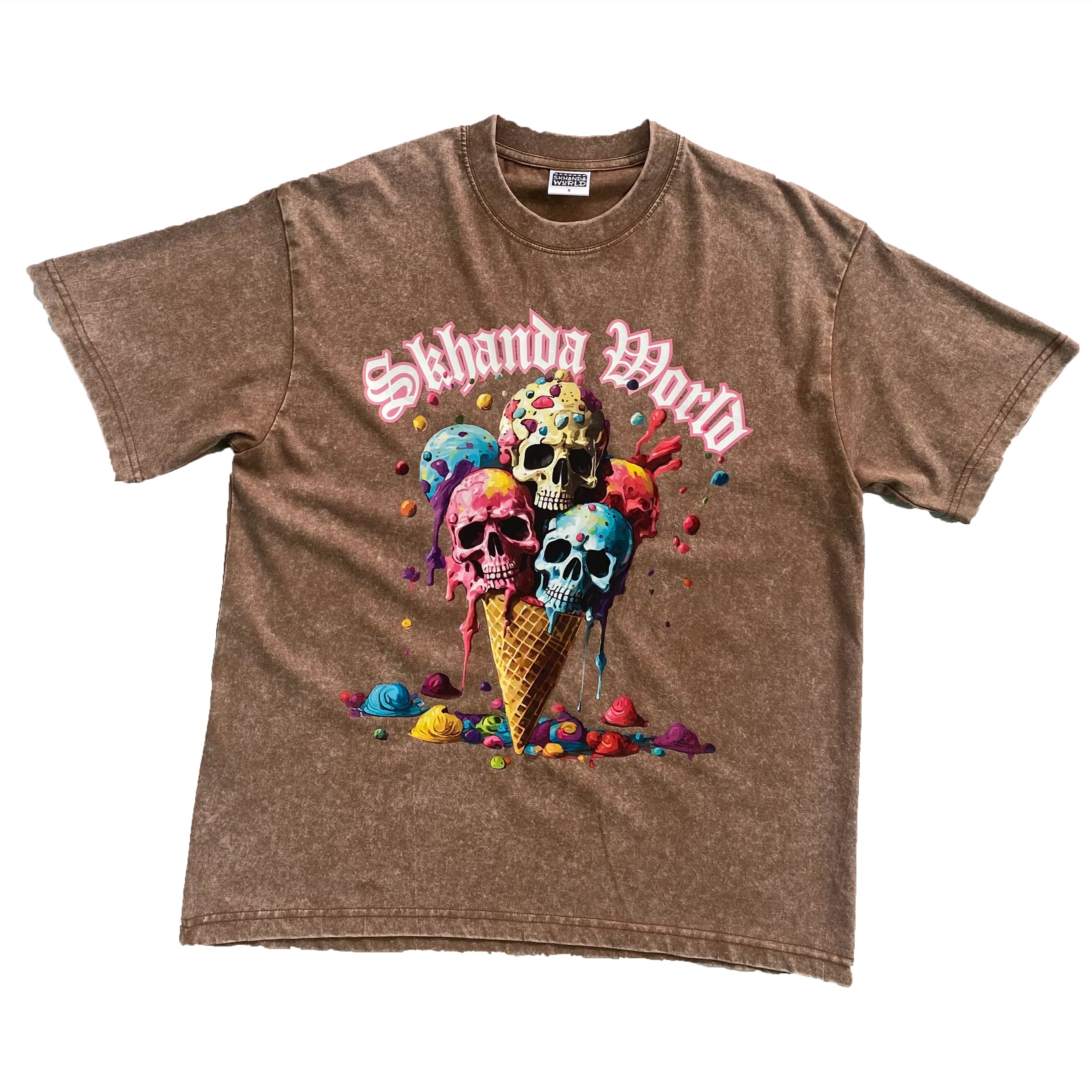 Skhanda World Ice-Cream Rockstar T-Shirt Stone Wash Brown