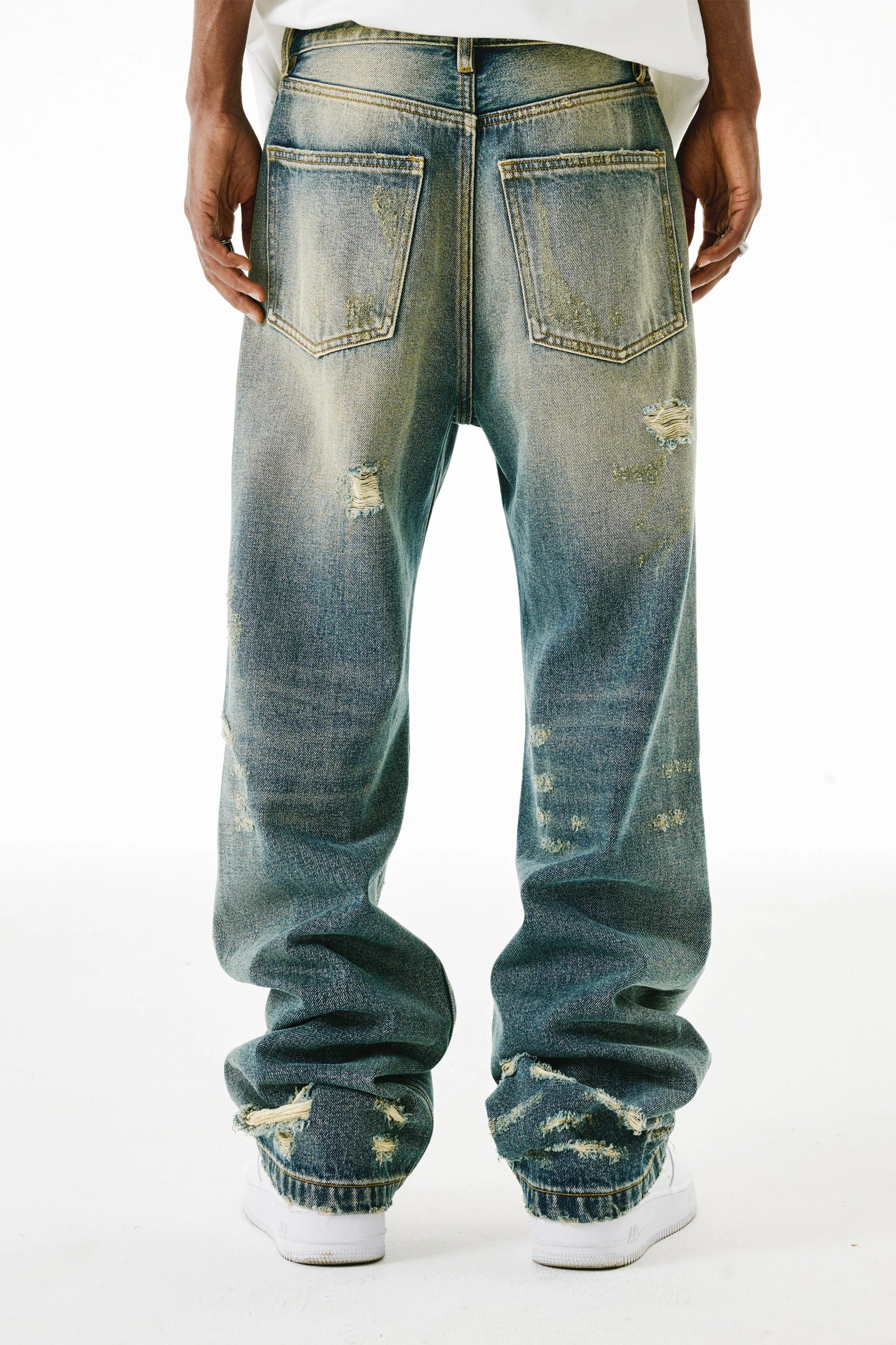 Washed Distressed Jeans (With Tassle)